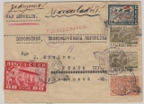 UDSSR, 1930, interessante MiF auf E.- Auslandsbrief, per Zeppelin (Russlandfahrt) von Moskau via Friedrichshafen nach Prag