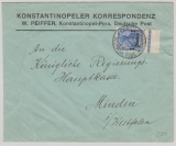 DAP, Türkei, 1913, Mi.- Nr.: 38 als EF auf Brief von Constantinopel nach Minden