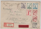 FRZ / Baden, 1949, Mi.- Nr.: 38 A - 41 A, u.a. als MiF auf Eilboten- Einschreiben- Fernbrief von Freiburg nach Grießen