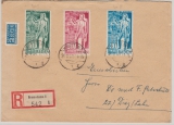 FRZ / Baden, 1949, Mi.- Nr.: 50- 52, (hierbei 2x Type II) als MiF auf Einschreiben- Fernbrief von Konstanz nach Diez