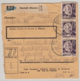 FRZ / Rheinland- Pf., 1947, Mi.- Nr.: 5 (4x, 3x vs. 1x rs.), in MeF auf Paketkartenstammteil für 1 Paket von Neustadt nach Neunkirchen