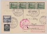 DR, 1937, Mi.- Nr.: 641 u.a. zur Deutschlandfahrt 1937 (mit Zusatzstempel) von FF/M. via Köln nach Rheydt