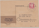 FRZ / Württemberg, 1948, Mi.- Nr.: 23 als EF auf Auslandspostkarte von Metzingen nach New Jersey (USA)