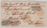 NDP, 1870, Mi.- Nr.: 15 + 17 auf Wert- Fernbrief von Chemnitz nach Zwickau