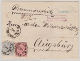 NDP, 1869, Mi.- Nr.: 21 + 22 in MiF auf Einschreiben- Fernbrief von FF/M nach Augsburg