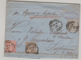 NDP, 1869, Mi.- Nr.: 15, 16 + 17 in MiF auf Express- Fernbrief von Altenburg nach Salzbrunn