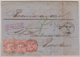 NDP, 1871, Mi.- Nr.: 16 (3x) in MeF auf Einschreiben- Fernbrief von Altenburg nach Breslau