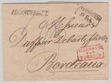 Hannover, 1827, Auslandsbrief von Hannover nach Bordeaux (Fr), vs. mit Transitstempeln