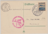 DR 606 als EF auf Postkarte zur Olympiafahrt via FF/M., Berlin, nach Weimar