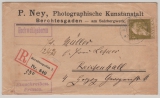 Bayern, 1911, Mi.- Nr.: 82 als EF auf Einschreiben- Fernbrief von Bertesgaden nach Reichenhall