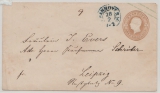 Hannover, 1861, 3 Gr.- GS- Umschlag (Mi.- Nr.: U10II) gebraucht als Fernbrief von Hannover nach Leipzig