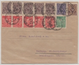 DR, Infla, 1923, Mi.- Nr.: 231 (5x), u.a., in MiF auf Fernbrief von Stuttgart nach Hamburg