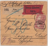 DR, Germania, 1918, Mi.- Nr.: 94 II als EF auf Eilboten- Paketkartenstammteil, für 1 Paket von Brieg nach Pogegen