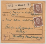 DR / Weimar, 1934, Mi.- Nr.: 420 (2x) als MeF auf Paketkartenstammteil für 1 Paket von Küstrin nach Berga