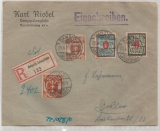 Danzig, 1923, Mi.- Nr.: 127 + 128 u.a. als MiF auf Einschreiben- Fernbrief von Danzig nach Goslar