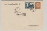 Memel, 1939, Mi.- Nr.: III als Zusatzfrankatur auf 3 RPfG.- Hindenburg- GS von Silute nach Berlin, + Propagandastempel