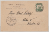 Kiautschou, 1902, Mi.- Nr.: 6 als EF auf Dt. Postkarte (Darbringung von Opfern) von Tsingtau nach Berlin