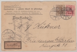 DR, 1906, Mi.- Nr.: 84I + 86I in MiF auf Nachnahme- Ferndrucksachen- Postkarte (!) von Hamburg nach Friedenau (b. Berlin)