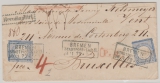 DR- Brustschilder, 1872, Mi.- Nr.: 20 (2x) als MeF auf Auslands- Einschreiben, von Bremen nach Bruxelles (Belgien)