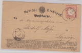 DR- Brustschilder, 1872, Mi.- Nr.: 3 als EF auf Fernpostkarte, von Gera (Alt-D. o!) nach Leipzig
