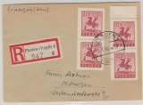 Plauen, 1946, Mi.- Nr.: 5 (4x!) als MiF auf Einschreiben- Fernbrief von Plauen nach München