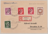 Meissen, 1945, Mi.- Nrn.: 31- 34, u.a. in MiF auf Einschreiben- Fernpostkarte von Meißen nach Dresden,
