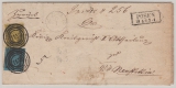 Preußen, 1851, Mi.- Nr.: 3 + 4 als MiF auf Post- Insinuations-Dokument von Posen nach Neustettin