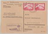 DR, 1931, Mi.- Nr.: 456, als MeF auf Postkarte via Zeppelin von Dortmund via 2. Südamerikafahrt nach Dortmund