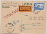 DR, 1928, Mi.- Nr.: 423 als EF auf Zeppelinkarte, per LZ 127, von Pforzheim via Friedrichshafen nach Orange N.Y. (USA)