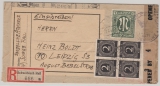 AM- Post, 1946, Mi.- Nr.: 35 u.a. in MiF, auf Einschreiben- Fernbrief von Schwäbisch Hall nach Leipzig, gepr. BPP!