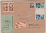 Saarland, 1950, Mi.- Nr.: 297 ZS, u.a. in MiF auf Einschreiben- Fernbrief von Saarbrücken nach Wiesbaden, mit Zollzettel!