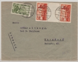 Saargebiet, 1933, Mi.- Nr.: 168 ZS, u.a, als MiF auf Auslandsbrief von Saarbrücken nach Burgdorf (CH)