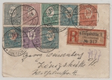 Oberschlesien, 1920, Mi.- Nr.: 1- 6, + 11 in MiF auf Orts- Einschreiben innerhalb von Königshütte