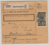 Saargebiet, 1935, Mi.- Nr.: 192 als EF auf Paketkartenstammteil (!) für ein Paket von Saarbrücken nach Homburg / Saar