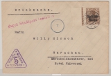 DP in Polen, 1917, Mi.- Nr.: 1 + Stadtpost Warschau, Barfrankatur, als Zusatz, auf Drucksachen- Fernbrief von Bieolce nach Warschau