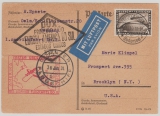DR, Weimarer Republik, 1930, Mi.- Nr.: 424 als EF auf Luftpost- Auslandsbrief per DOX von Oels via Friedrichshafen nach Brooklyn (USA)