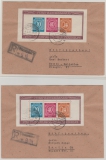 Kontrollrat / West, 1947, Mi.- Nrn.: Bl. 12 A + B je als EF auf Einschreiben- Fernbrief von Schweinfurt nach Berlin, FA Schlegel!