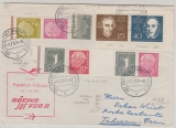 BRD, 1961,  Mi. Nr.: 318, 319 u.a. Zusammendrucke in MiF auf Lupo- Auslandsbrief, von FF/M nach Teheran (Persien)