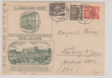 Berlin, 1950, 8 Pfg.- GS (Mi.- Nr.: P10) + 2x Mi.- Nr.: 42 als Zusatzfrankatur, als Fernpostkarte von Berlin nach Neuburg