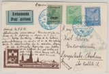 Jugoslavien, 1935, 4,25 Din. MiF auf Luftpost- Auslandskarte Novisad nach Langenleuba- Oberhain, rs. Propagandakarte