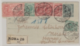 Italien, 1920, 15 Ct.-GS- Kartenbrief-Vd. + 65 Ct. MiF als Zusatzfrankatur, als Express- R.- Auslandsbrief von Rom nach Meran