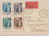 Vatikan, 1943, 135 Ct. MiF auf Einschreiben- Bildpostkarte vom Vatikan nach Rom ( ;) ) Rs. Bild von Past Pius der XII