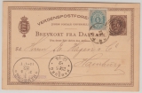 Dänemark, 1882, 6 Öre Gs- Karte + 4 Öre Zusatzfrankatur auf Auslandspostkarte von Kopenhagen nach Hamburg