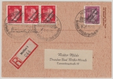 Meißen, 1945, Mi.- Nr.: 32 + 34 (3x) in MiF auf Einschreiben- Fernbrief von Meißen nach Dresden- Bad Weißer Hirsch