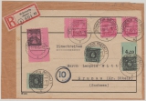 MVP, 1945, Mi.- Nrn.: 8 (3x), 11 (3x) + 16 als MiF auf E.- Briefvorderseite von Schwerin nach Grunau