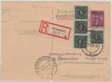 MVP, 1945, Mi.- Nrn.: 8 (4x) + 16 als MiF auf Einschreiben- Fernpostkarte von Stralsund nach Dresden