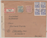 MVP, 1946, Mi.- Nrn.: 33 xa (4x), 38 + 40 als MiF auf Einschreiben- Fernbrief von Schwerin nach Hameln, geprüft Kramp BPP