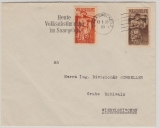 Saargebiet, 1935, Mi.- Nrn.: 171 + 172, in MiF auf Fernbrief von Saarbrücken nach Wiebelskirchen
