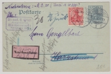 DR, Kaiserreich, Germania, 1906, 2 RPfg.- GS- Karte + 86I als Zusatzfr. auf Orts- NN- Postkarte innerhalb von Halberstadt