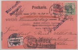 DR, Kaiserreich, Germania, 1907, Mi.- Nr.: 85 + 86  in MiF auf NN- Fern- Postkarte von Leipzig nach Waldenburg und zurück!